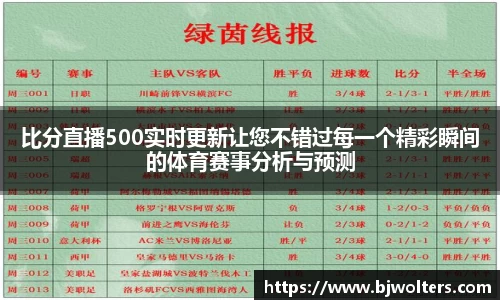 比分直播500实时更新让您不错过每一个精彩瞬间的体育赛事分析与预测