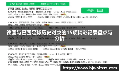 德国与巴西足球历史对决的15项精彩记录盘点与分析